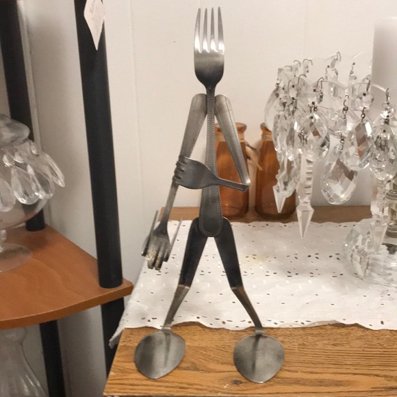 Forked Up Other - Fork n spoon art form /person done w stainless steel spoons/forks.    12” high